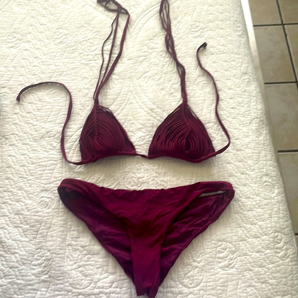 Designer PILYQ burgundy Bathing Suit